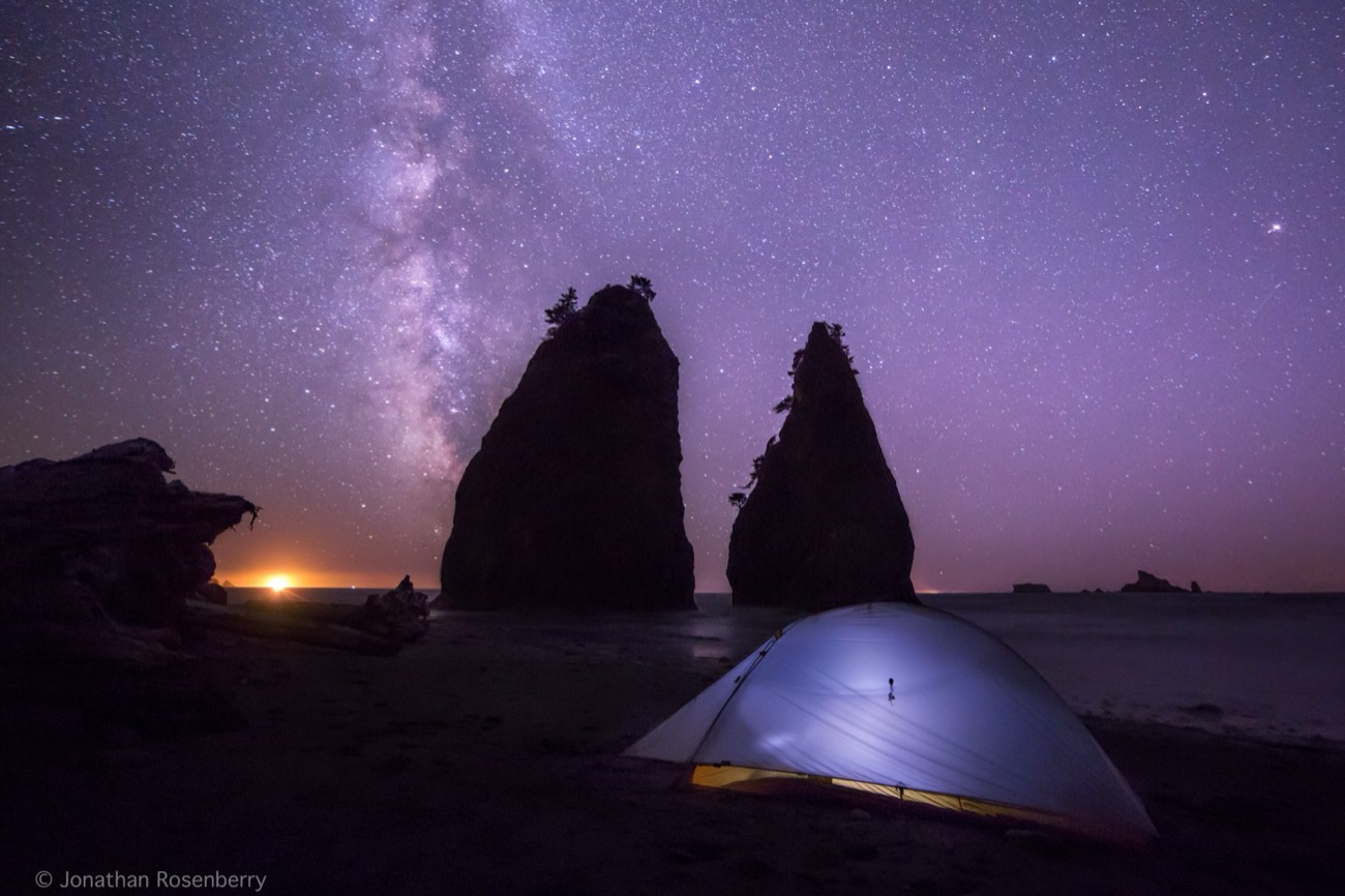 Sea stacks at Rialto Beach, landscape photograph by Jonathan Rosenberry